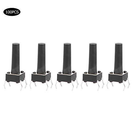 100st Instantane klokschakelaar, Technische Plastic Micro Knoppen, DC12V, 50mA DIP, 6x6x15mm, Instantane klokschakelaar, Microknop, DIP-schakelaar 5