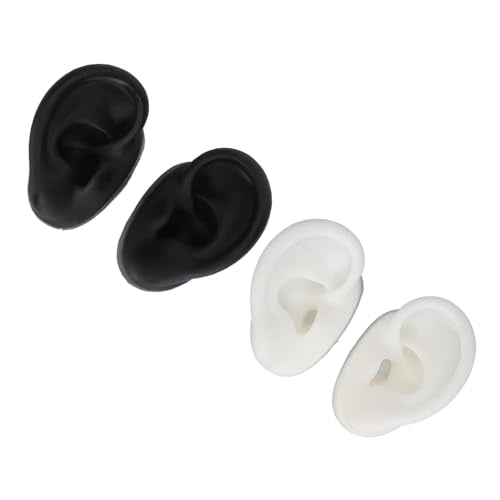 2 Paar Siliconen Oormodel Kit, 3D Simulated Fake Model voor sieradenweergave, Begin Oorbellen (6.5 X 4 X 3.5cm) (zwart & wit) 3