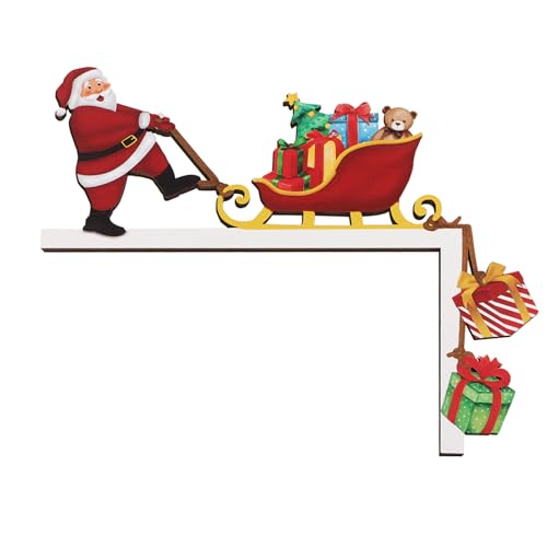 Decoraties van de kerstdeurframe Santa deur hoek tekenen grappige deur ornament houten deurframe decor voor Xmas deur venster welkom tekenen