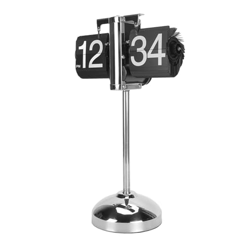 Digital Flip Horloge, Roestvrij staal, Pull-Out Pull Bar, Automatische digitale omkeerbare beweging, roestvrij staal, 304 Telescopische Rod voor woonkamer, Kantoor (zwart) 5