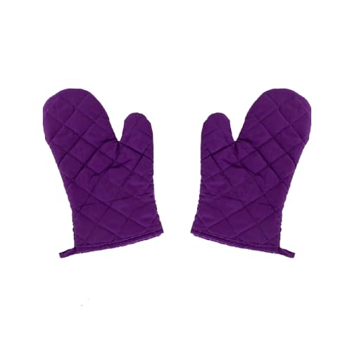 2 Pack Oven Handschoenen, Heat Resistant Keuken Bakwantsen met Hangende Loop, Non-Slip koken Handschoenen voor Grill Magnetron Pizza - Paars