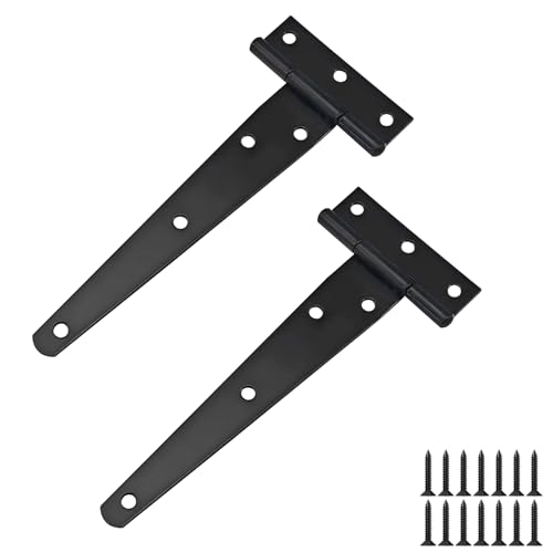 2 stuks T scharnieren,T Gordel Zwarte Deur Scharnieren, met bevestiging Schroef, Hole Barn Scharnieren, T-Belt Scharnieren voor Sanding Windows, Fence, 150m m