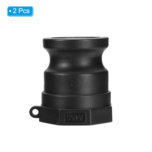 Poly Cam Lock Fittings, 2 stuks Part One 1,5 Inch Man Adapter x 1,5 Inch Vrouwelijke NPT Thread Cam Groove Slang Fittings Polypropylene Cam Lock Fittings, Zwart 3