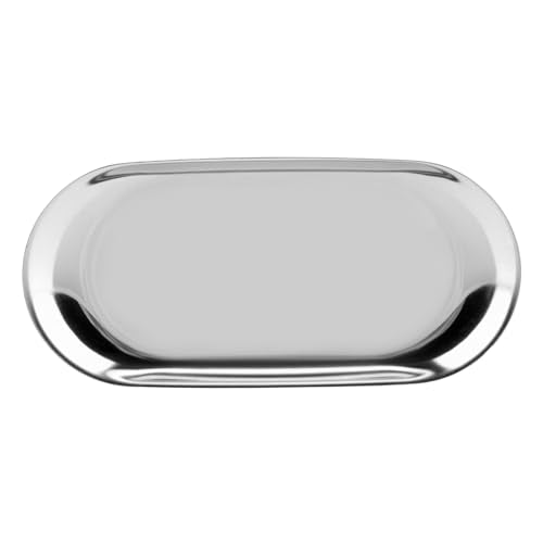 Nordic Style Roestvrij staal, Kabinet, schuren en schuren Schuren Opslagbakken Handdoek Cosmetics sieraden Fruit Cake Plate voor Office Home Desks (L-Zilver)