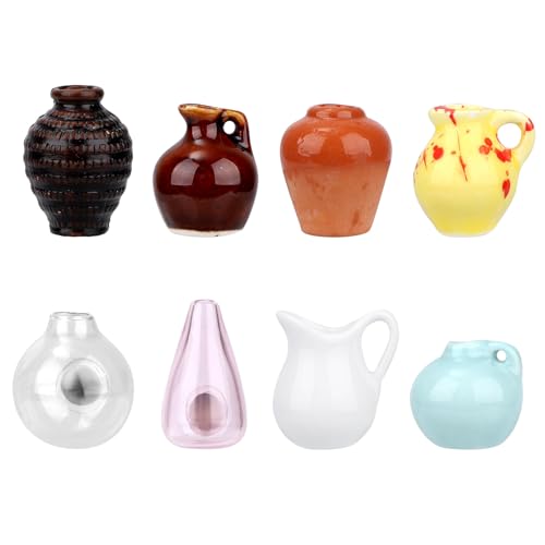 8 st. Mini keramische vaas magneten voor koelkast, schattig glas Mini Magnetisch Vazen Grappig Kleine 3D-plant vaas bloemen vazen als decoratie voor thuis kantoor Keuken Koelkast Lockers