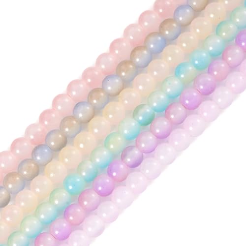 6 Strands 6mm ronde glazen kralen Pastel Crystal Glas Losse Ball Kralen Ambacht Kralen Bulk voor vriendschap armband ketting oorbellen sieraden maken