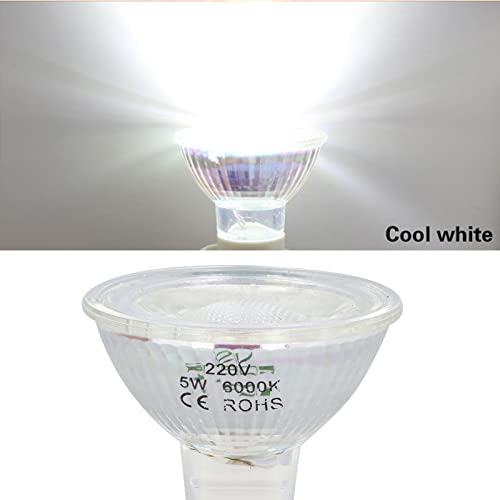 220V 5W LED-lichtbol Highlight COB-lampglas MR16 Lamp Dimbare spot lichtbollen voor slaapkamer woonkamer(Pure wit licht) 5