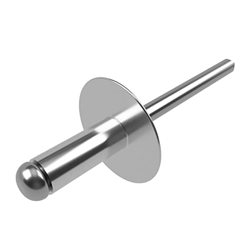4.8mm x 16mm Large Flange Rivets, 100 Pack - Blind Rivet, Large Dome Rivets met aluminium behuizing en stalen Mandrel Doll Rivets voor Tinplate, Metalen bevestiging - Push Rivets