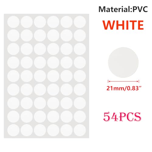 1 vel / 54 stuks zelfklevende hoezen, meubelstickers, schroefdeksel, diameter 21 mm, voor het verbergen van schroefkoppen, wit