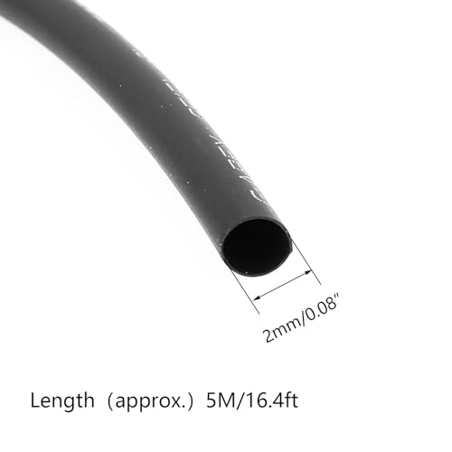 2 mm Heat Shrink Tube, 5 Metre Heat Shrink Tube, 2:1 Ratio Glue-Coated Heat Shrink Tube voor Elektrische isolatie, Reparaties, Winding Kabel, Draadverbindingsstukken, Zwart