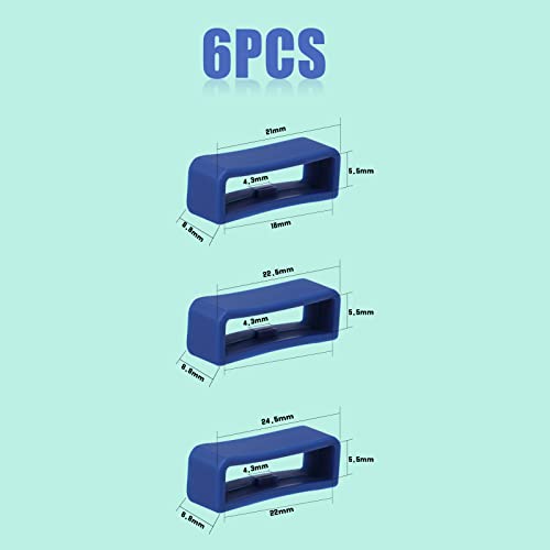 6Stuks horlogebandhouder Loop, Siliconen horlogebandhouder bevestigingsring voor Smart Watchband polsband vervanging (20mm, donkerblauw)