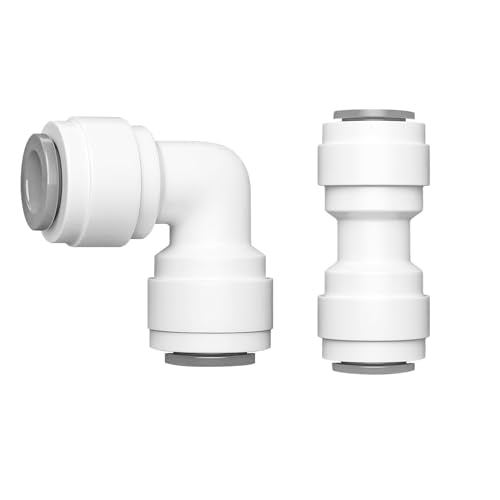 2Pcs 3/8" Tube Connect, 3/8" Pushfit Straight Connector, 3/8" Elbow Connector, voor RO Reverse Osmose Systems, Drinkfonteinen