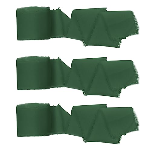 3 rollen chiffon zijde lint, 1.5"*7.65Yard handgemaakte chiffon lint rand chiffon zijde lint crème lint voor bruiloft uitnodigingen, bruids boeketten, decoraties, geschenken verpakking, boog