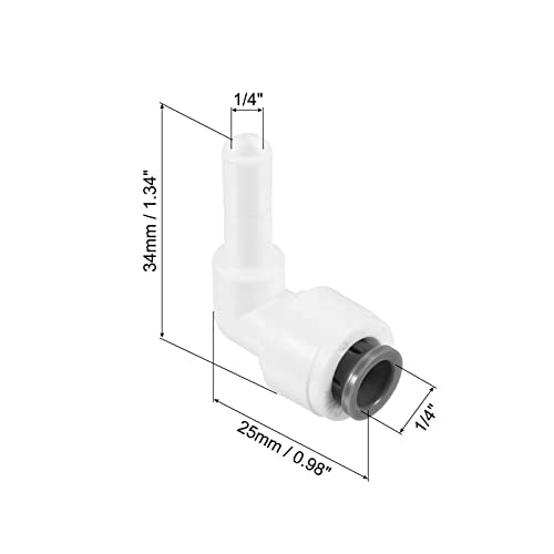 1/4" Hookah Stam Elbow Connector, 5 Pack 90 Degree Push om te verbinden Waterlijn Fitting voor RO Water System, wit