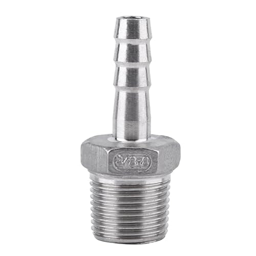 Hose Fitting, roestvrij staal SS304 Man Thread Barb Hose Tule Connector 55° BSPT 1/8"~3/4"(3/8' * 8mm)