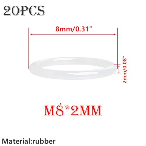 20 st Siliconen O-ringen, 8mm OD, 2mm dik, Afdichtingen, Afdichtingen, Siliconen Afdichtingen voor algemene reparaties
