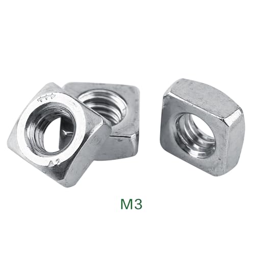 100st M3 DIN557 Metrische draad Vierkante Noten SS304 Roestvrij staal Vierkante Nut voor Machine Bevestiging, Zilver Kleur (M3(100/)) 4