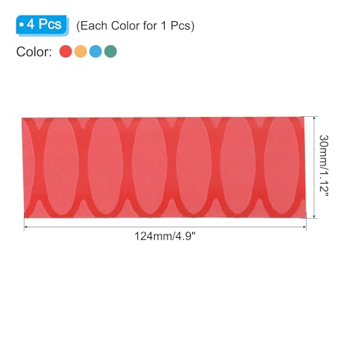 Snijmes Handvat Heat Shrink Tubing 1.2 x 4.9, 4 Pack Chef Cutter Non-Slip Wrap voor Keuken Knife Management, Rood, Geel, Blauw, Groen Oval patroon