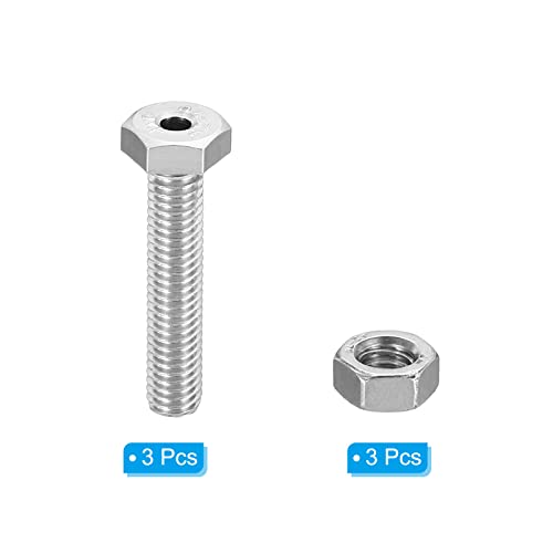 3 Set M6 x 30mm Holle Exterieur Zeshoek Schroef Cilindrische Lamp Schroeven door gaten Schroef met Not 304 Roestvrij staal 3