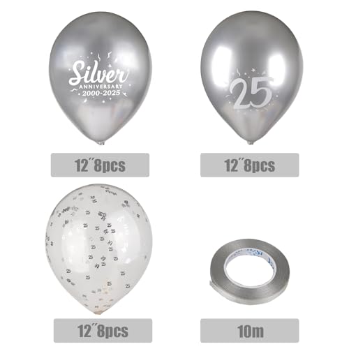 24st 25e zilveren bruiloft verjaardag decoraties 1999-2024 Verjaardag ballon set voor verjaardag partij levering