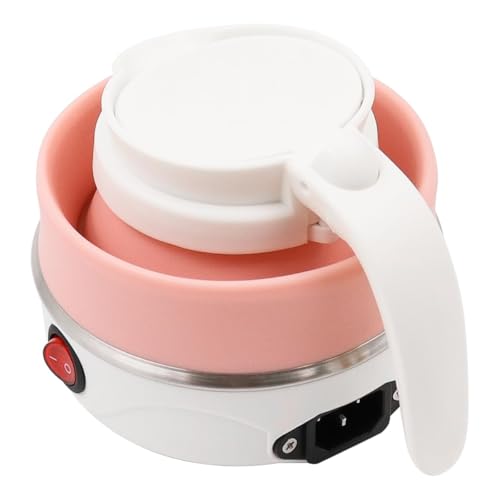 Opvouwbare waterfles, 600 ml, elektrische Mini waterfles Siliconen met roestvrij staal bodem, Portable Travel waterfles voor kamperen, reizen, vakantie (Roze) 3