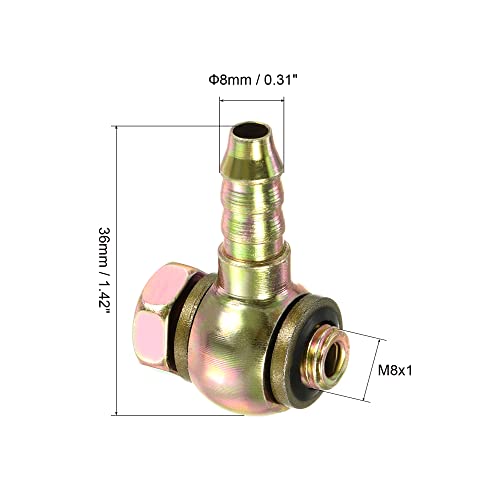 Slang Barb passen elleboog 8mm Barbed Wire M8x1 Man Wire, Carbon Steel Pipe Adapter Connector voor Air Water Fuel Oil, Goud