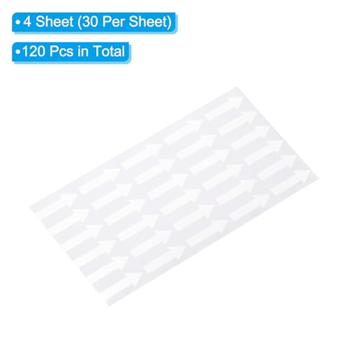 Kleine pijl Sticker Label 1,2 x 0,5 inch, 120 stuks Zelfklevende kleur Coding Sign Sticker voor Gas Flow Direction Inspectie Defect Mark, wit 3