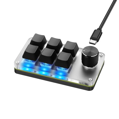 Mini Macro Programmable Toetsenbord USB Mini 6 Key 1 Knop Mechanische OSU Gaming Toetsenbord RGB DIY Multifunctioneel Toetsenbord Compatibel met Mac OS, Windows (Zwart)