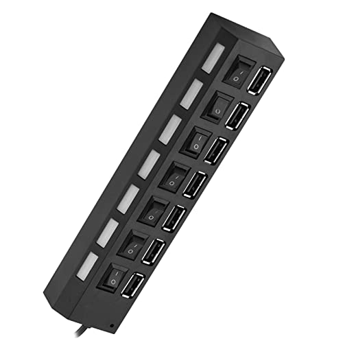 7 poort USB-hub, 450Mbps snelle transmissie, onafhankelijke switches voor PC, laptop, toetsenbord, geen conflictplug en afspelen gegevens synchroniseren hub splitter met bescherming op