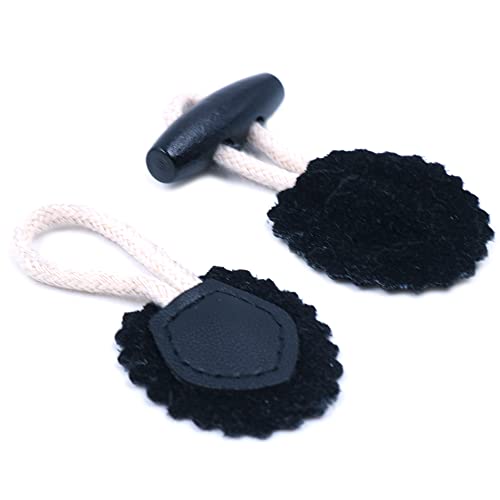 10 paar leren horn rocker knoppen, jas rocker sluiting knoppen, naaien houten handgemaakte hoorn knoppen, voor jas jas windbrekers trui DIY decoratie - zwart 5