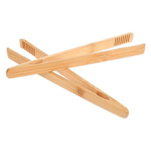 2 st. 25cm houten tang Bamboe Toast Tongs Non-Slip Herbruikbare keuken Tongs Keuken Tongs Keuken Houten Grill Tongs voor Saladen Grillen roosteren koken brood