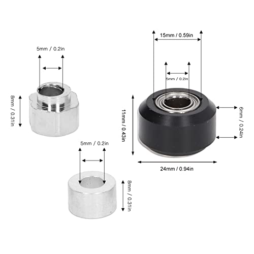 POM Pulley Wielset met rubberen Bea Wiel voor 3D Printer (Zwarte Pulley)