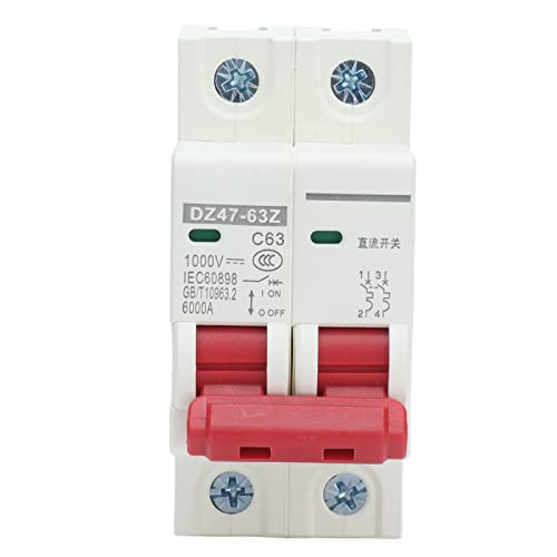 1000V DC miniatuur Circuit Breaker 63A 2P Din Rail Mount Home Overload bescherming Luchtschakelaar voor Home Verlichting distributielijnen Zonne-PV-systeem DZ47-63Z C63
