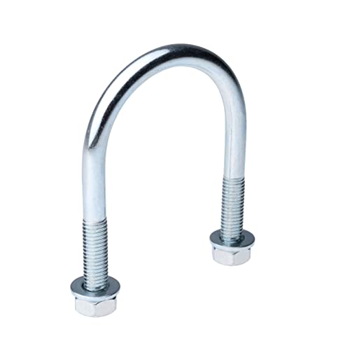 M8 U Bolt met Noten en Sluitringen, U-Shaped Ronde Bevestigingsmiddelen voor 33,7mm (1") Pijp Diameter, Gegalvaniseerd Staal U Bolt Tube Ondersteuning Ronde Bend Clamp (5 PCS)