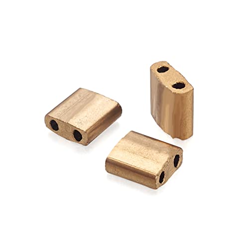 200st 2-Hole Galvanic Glazen Zaad Kralen Platte Tila Kralen Rechthoekige Spacer Kralen Goud Vergulde Carriage Kralen voor sieraden maken Multi-Strand Armbanden DIY