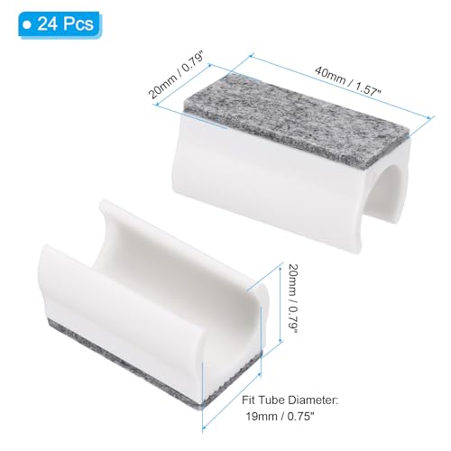 19mm rechthoek Stoel Beenhoes met vilten pad, 24st Schuif glad, Geen krabben, Geen lawaai Meubels Benen, Hardhout Beschermers Tips, Vloer glides Tube Caps voor Office Home, Wit