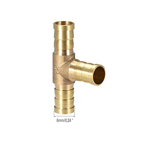 Sea Pack van 5 koperslangconnectoren, 6 mm of 15/64 Inch, 3-Way T-vorm, slangconnector voor lucht, gas, water, brandstof, T-connector 5