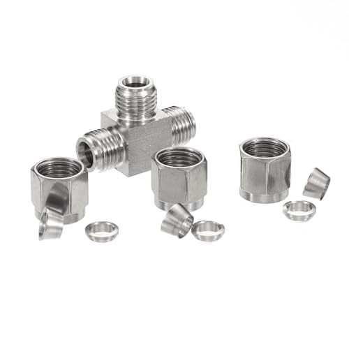 304 Roestvrij staal Tee Compressie Tube Fitting 1/4" ID X9/16" OD, Pijpadapter voor Water Tuin Irrigatie Systeem, Zilver 5
