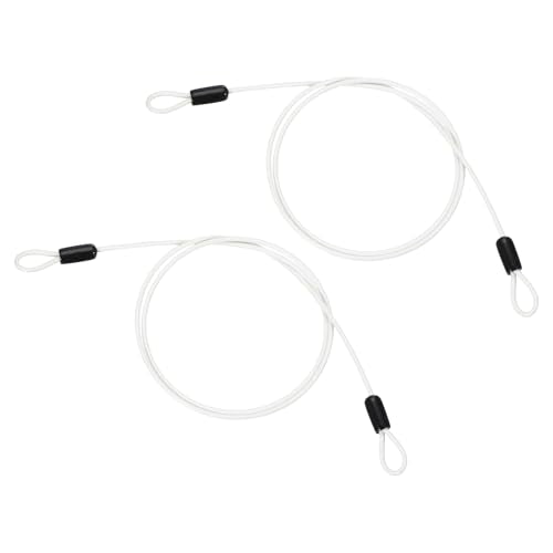 1/8" Dia Vinyl gecoate roestvrij staalkabel met lusjes, 2st 1m (40 inch) Flexibele draad touw veiligheid ketting, Lanyard, voor Outdoor Stage Verlichting, Bagage slot, Wit