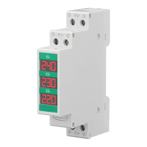Trifase Spanningsmeter 3 Fase AC Voltmeter Din Rail Montage LCD Digitale Display Spanning Meter Elektrische Power Meter 60-450V Drie fase Voltmeter 60-450V Modulair
