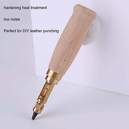 Verstelbaar Japans schroefgat Punch, Schroefgat Punch met 6 vervangbare Punch, leren gat Punch, Gordel Hole Punch, Houten handvat Hole Punch Boek Bindmiddel voor het naaien van leder 3