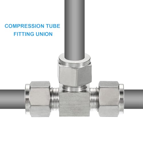 304 Roestvrij staal Tee Compressie Tube Fitting 1/4" ID X9/16" OD, Pijpadapter voor Water Tuin Irrigatie Systeem, Zilver 3