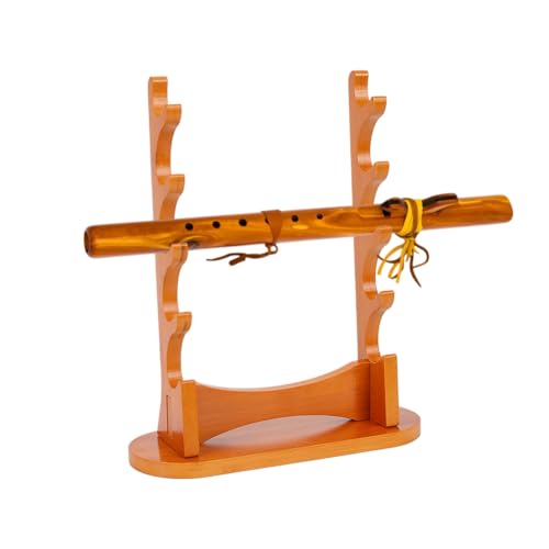 Houten fluitstandaard, 5 niveauszwaarddisplay hogen bureaustandaard voor sopraanfluit en blaasinstrumenten, 31 x 11,5 x 37 cm