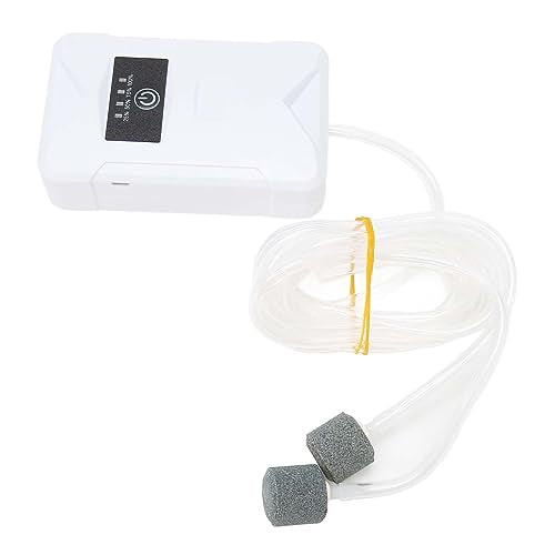 Oplaadbare zuurstofpomp voor Aquarium, Silent USB Batterij, 2400 mAh, Draagbare luchtpomp voor Vis Tank, met dubbele uitgang voor Vissen, 2 modi 3