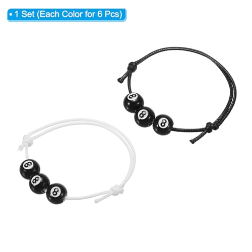11mm Biljart Charm Armbanden, 12 st Verstelbare Sport Kralen Armband Biljart Party Supplies voor tieners Volwassenen Sport Thema Party, Zwart, 5,5-11 inch 3