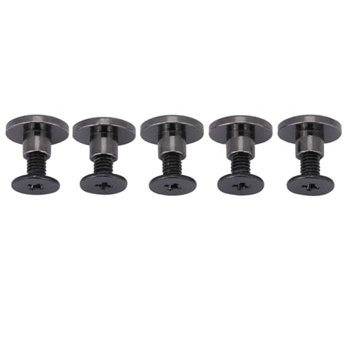 Messing platte hoofdgordel Rivets schroef gegalvaniseerde zwarte 20sets 5mm 8mm met glad oppervlak, Perfect voor tassen, schoenen, hoeden (5mm) 4