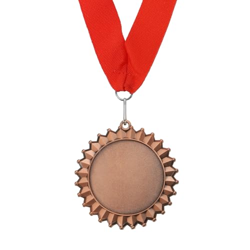 Award medaille, 3e prijs winnaar medaille met rode hals lint 8.5cm brede medaille voor wedstrijden sport bijeenkomsten spelling bijen, brons