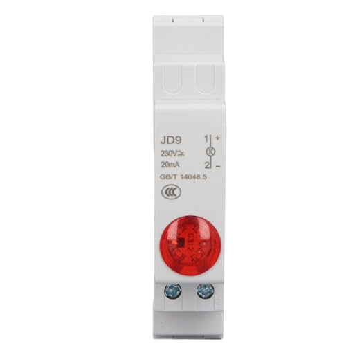 Indicator licht, ruimtebesparende JD9 DIN RAIL LAD LED-indicatorlamp voor AC DC 230V indicatie spoortype, multi doel met PC materiaal geschikt systeem (rood)
