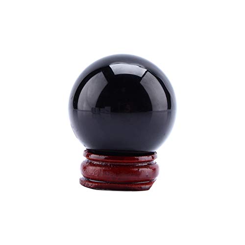 40mm Natural Crystal Ball, Black Obsidian Crystal Ball Decoratieve Ball Waarsager Bal met houten standaard