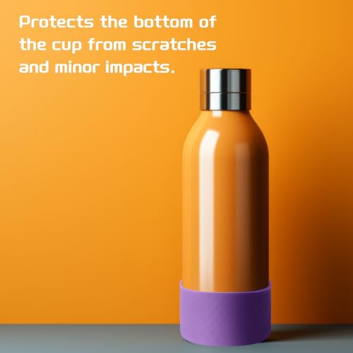 Siliconen Waterfles Boat, 2 stuks 7,5cm Waterfles Beschermende Mouwen 12-24oz Anti-slip bodemhoes Mouw Accessoires Beschermer voor Sport Waterflessen, Paars 4